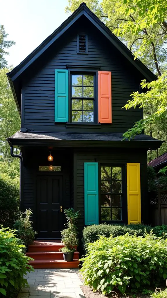 vibrant multi colored shutters contrast