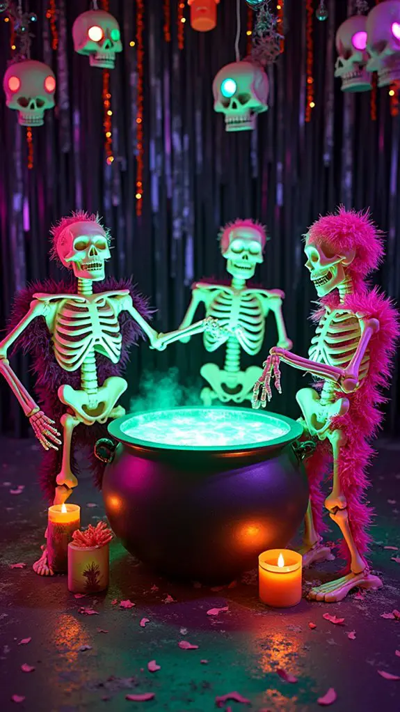 vibrant neon halloween decor