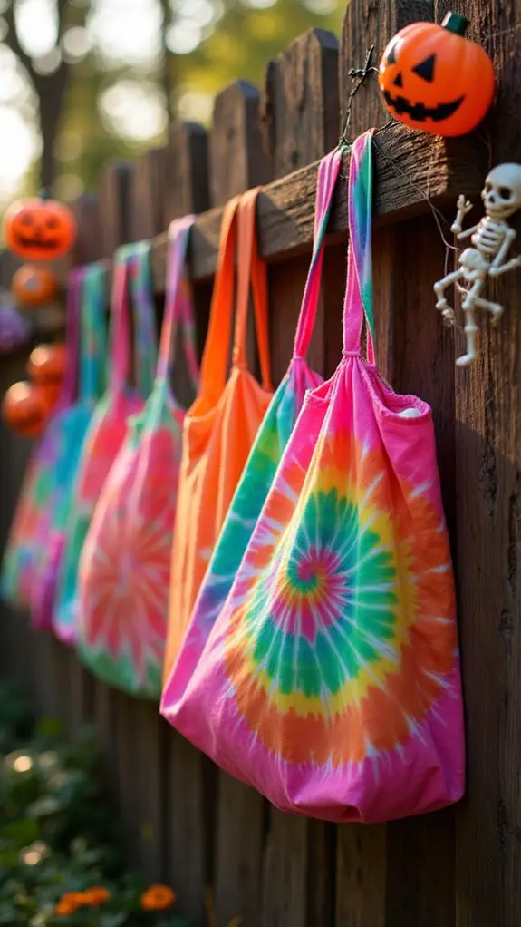 vibrant tie dye halloween bags