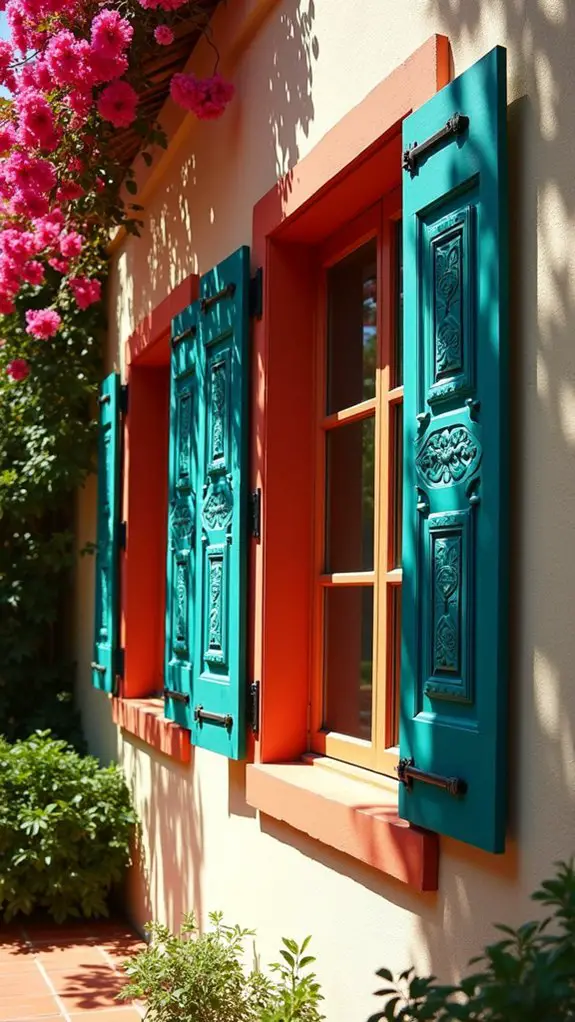 vibrant tropical window shutters