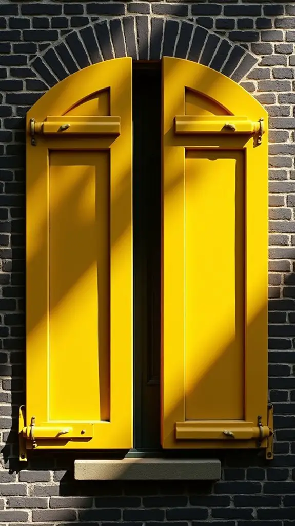 vibrant yellow shutters contrast