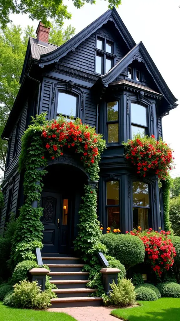 victorian home with greenery