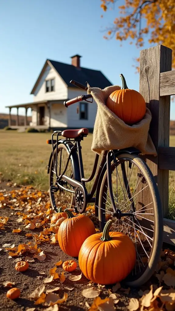 vintage bike pumpkin display