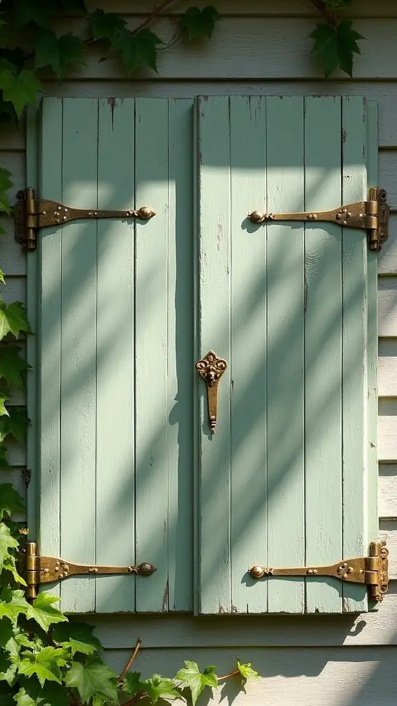 vintage hardware enhances shutters