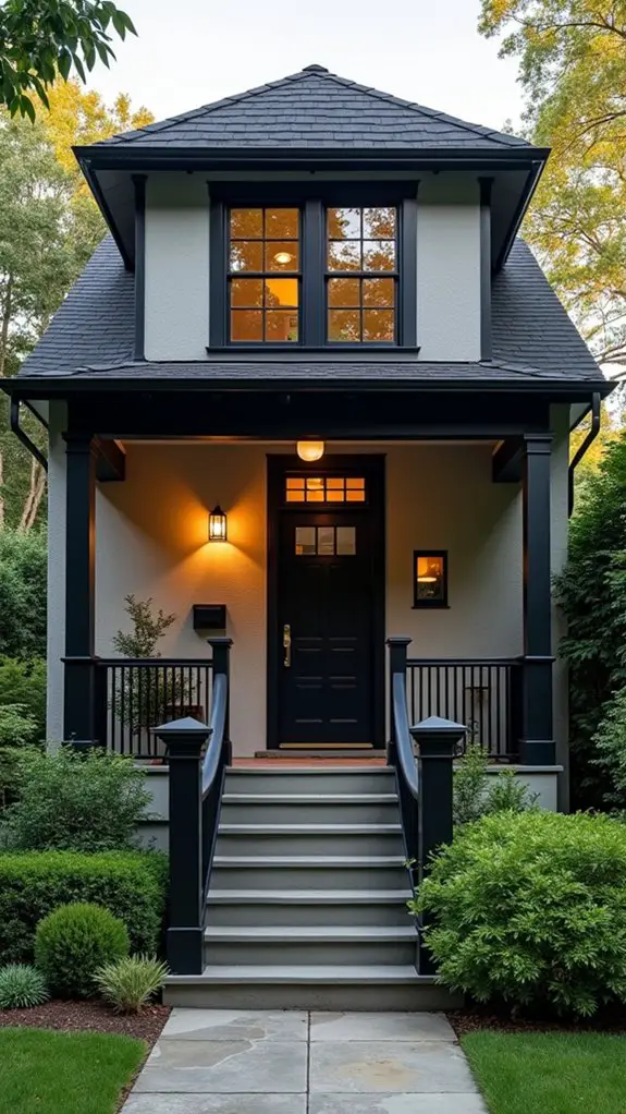 warm grey black railings