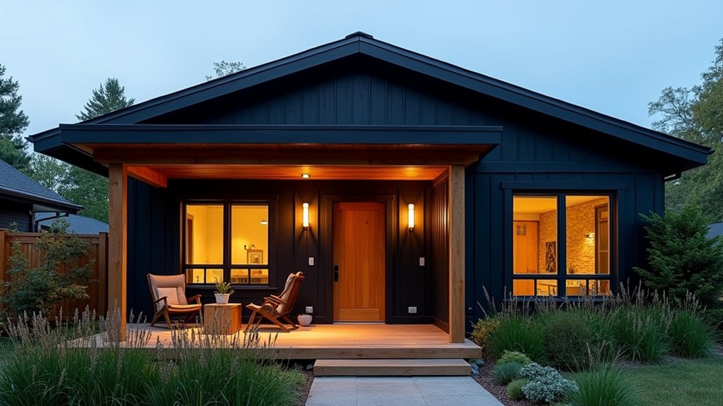21 Black House Exterior With Wood Accents That Add Warmth