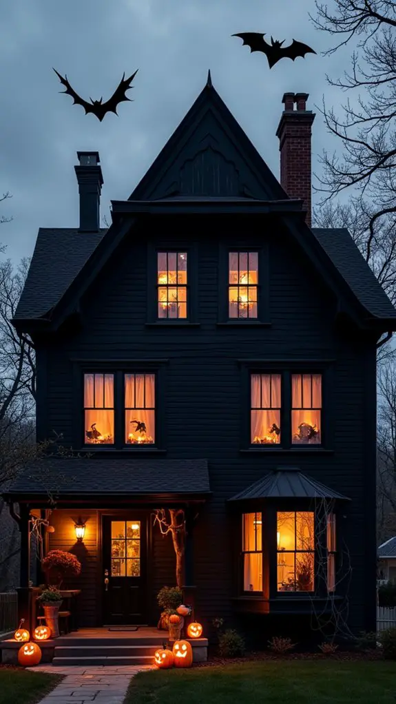 whimsical halloween eaves display
