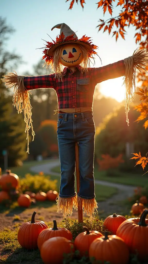 whimsical halloween scarecrow display