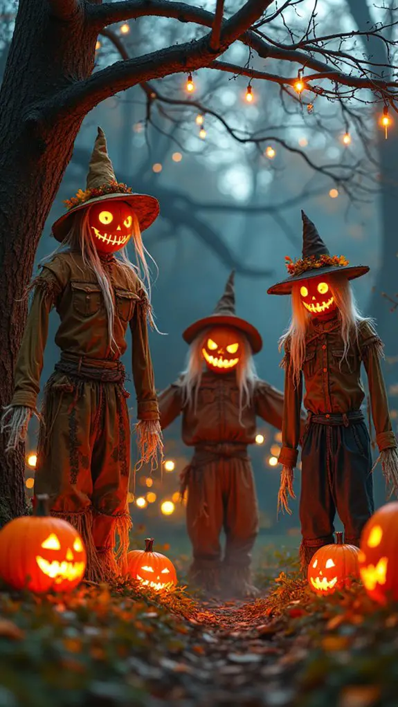 whimsical halloween scarecrow display