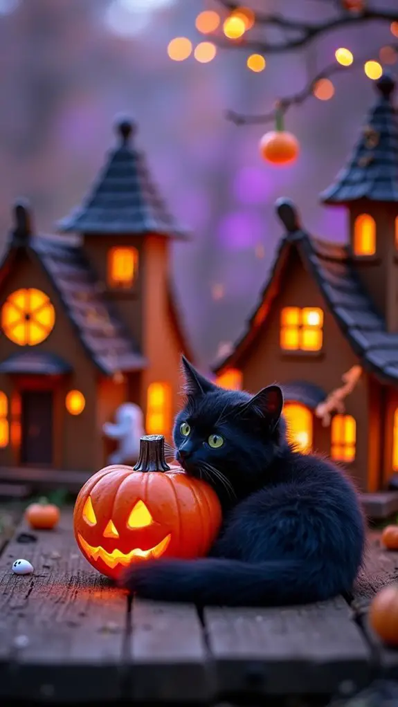whimsical miniature halloween village