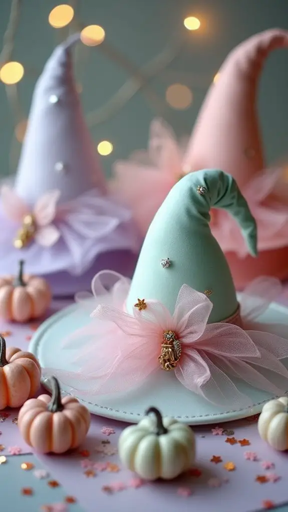 whimsical pastel witch hats
