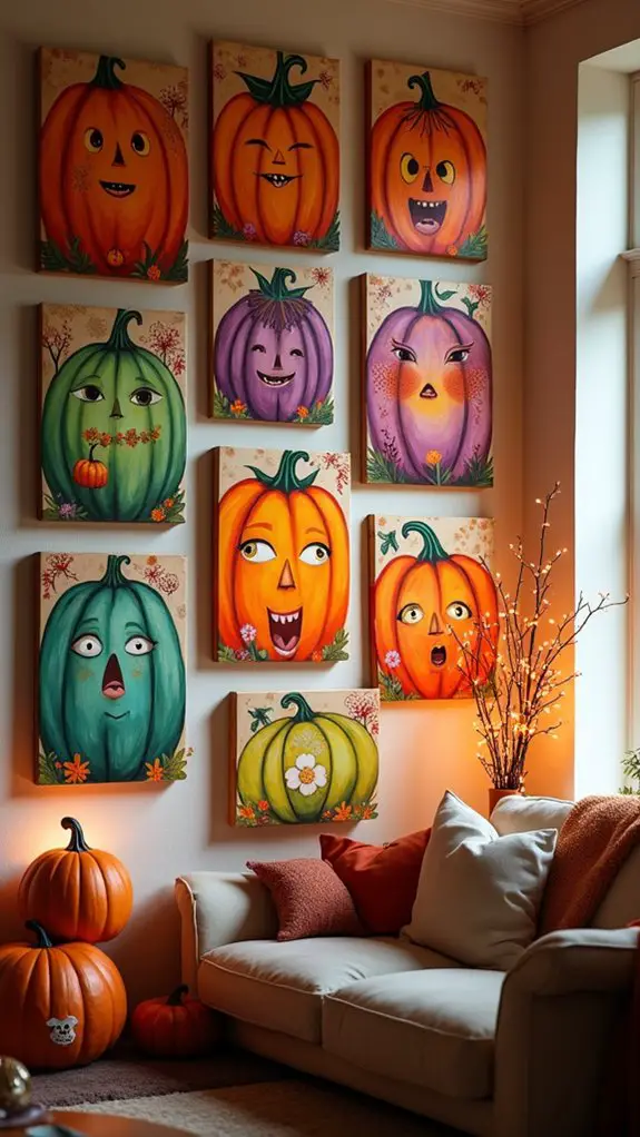 whimsical pumpkin themed wall art