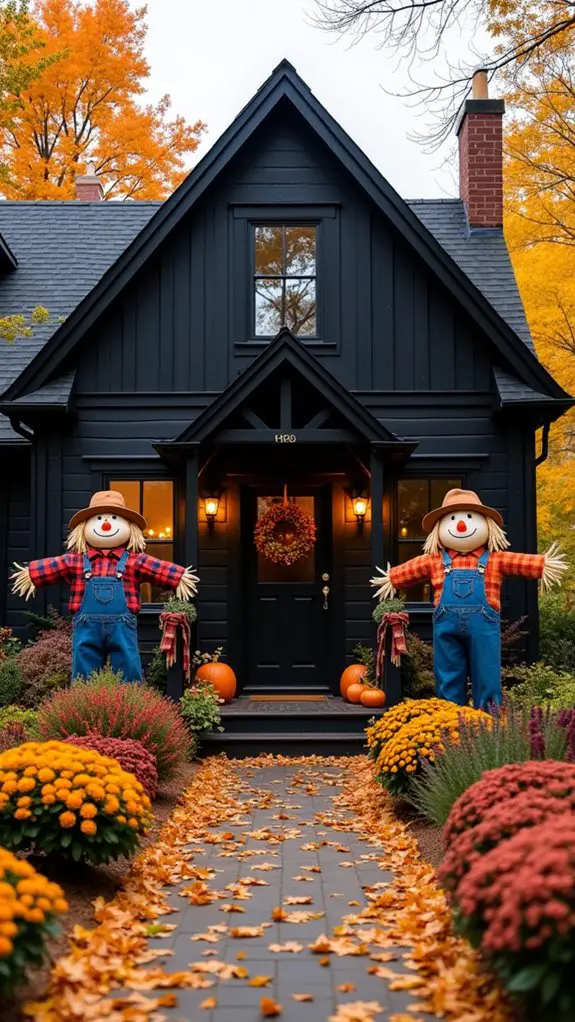 whimsical scarecrows enhance ambiance