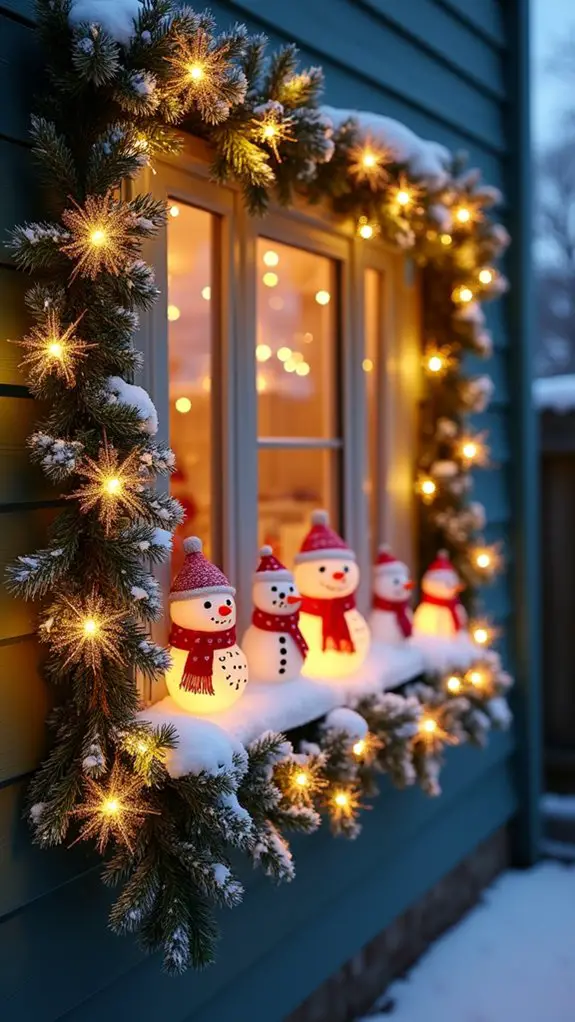 whimsical snowman window displays