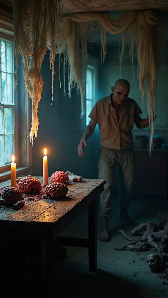 zombie themed haunted living room