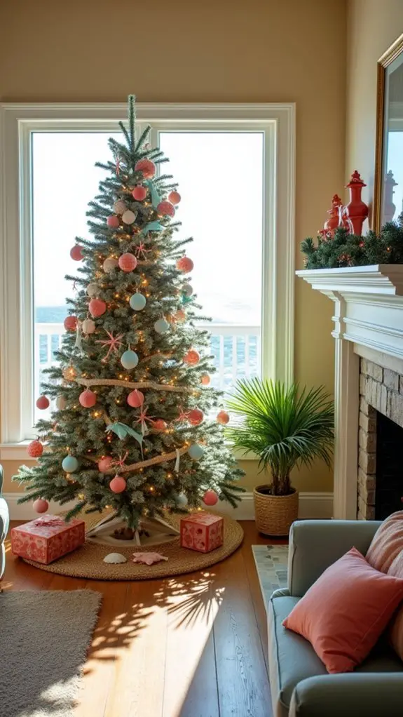 aqua and coral decor