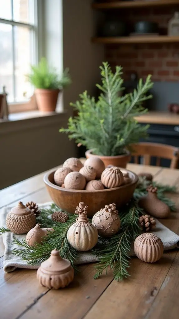 artistic festive clay ornaments