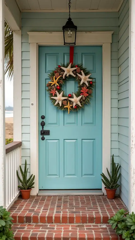 beachy festive wreath crafting