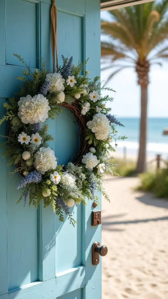 beachy white floral arrangements