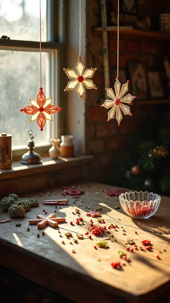 beaded snowflake holiday decor