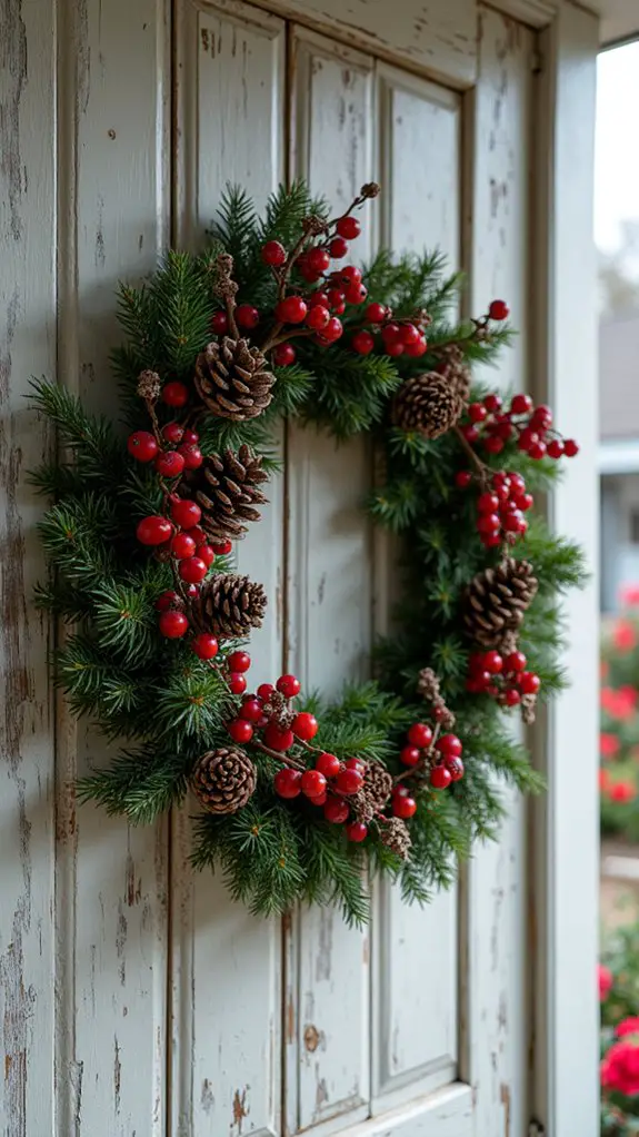 berry and pinecone wreath