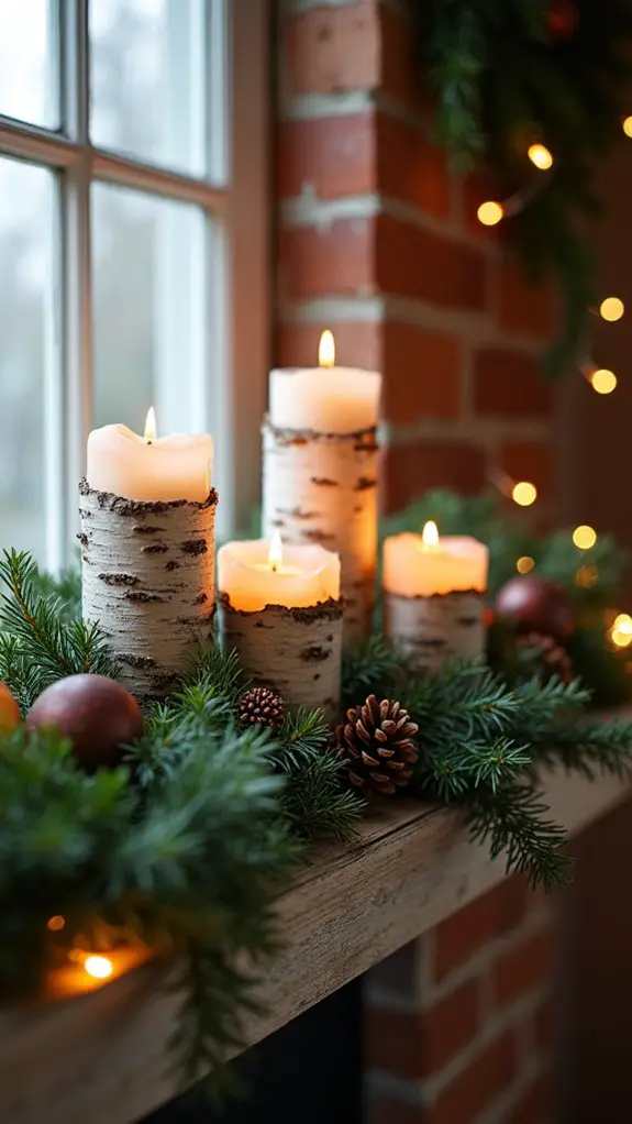birch bark candle decor