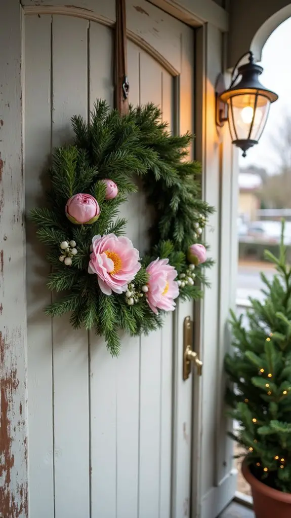 blush peony pine wreath