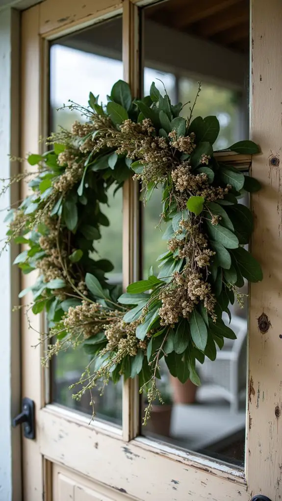 bohemian wreath with wild greens