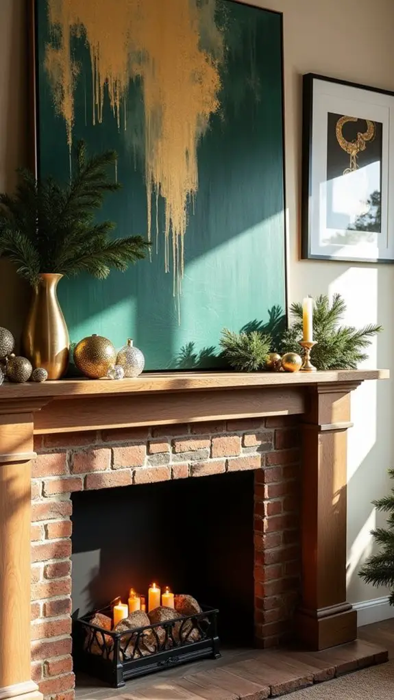 bold artwork enhances mantles