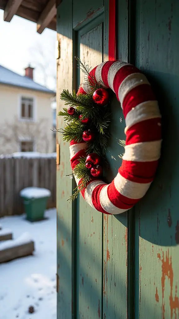 bold striped holiday wreath