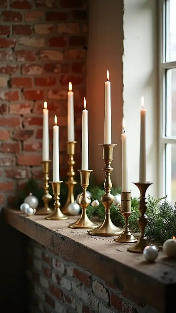 brass candles elegant display