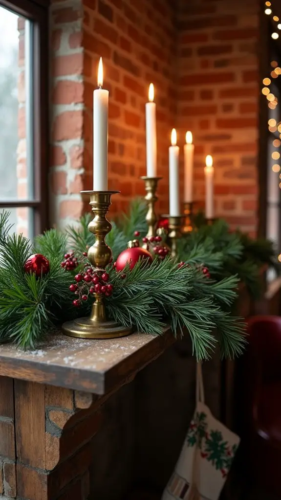 brass candlesticks holiday decor