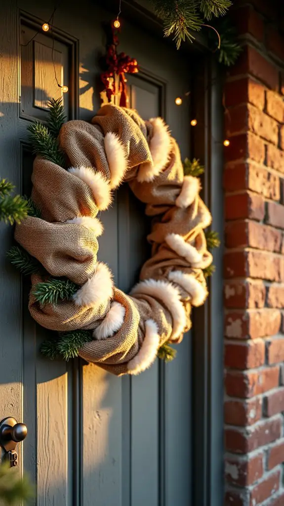burlap faux fur wreath