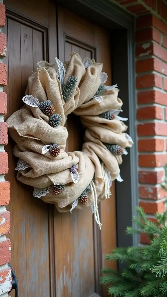 burlap lace wreath elegance