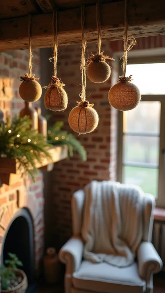 burlap ribbon ornament decor