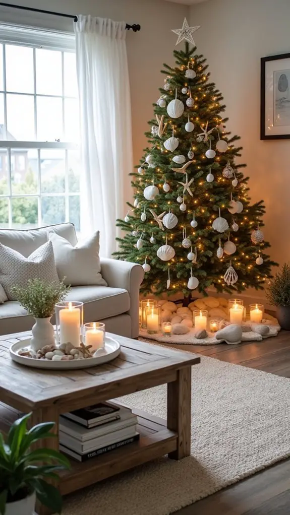 candlelit coastal holiday decor