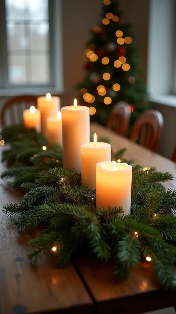 candlelit rustic table runner