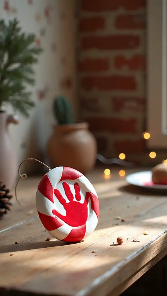 candy cane handprint ornament