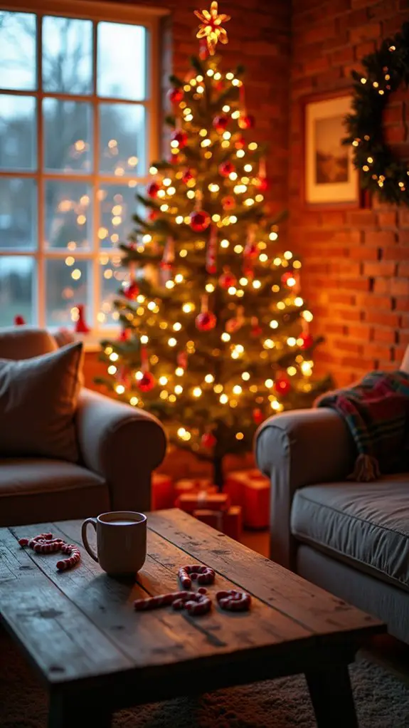 candy cane themed tree lights