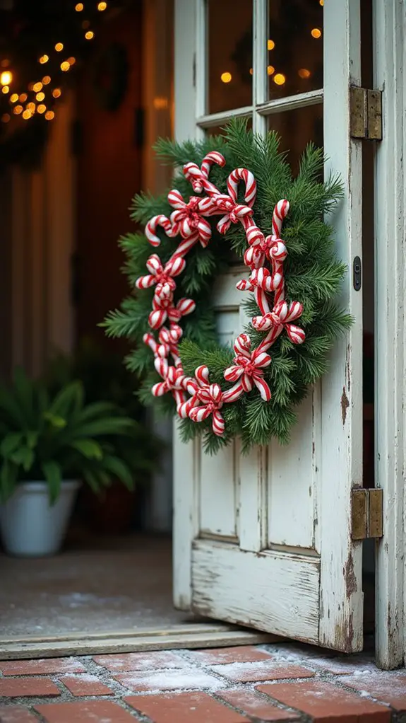 candy cane wreath decoration
