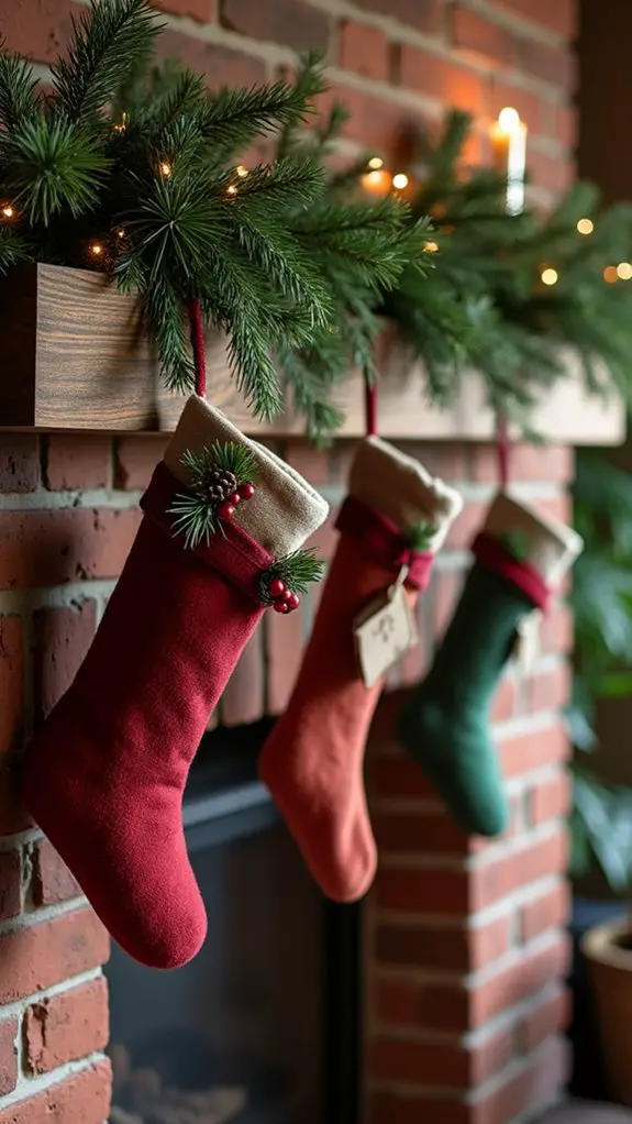 cedar adorned festive stockings