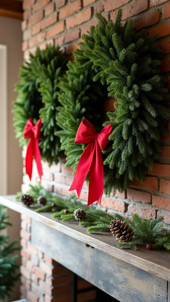 cedar wreaths with red bows