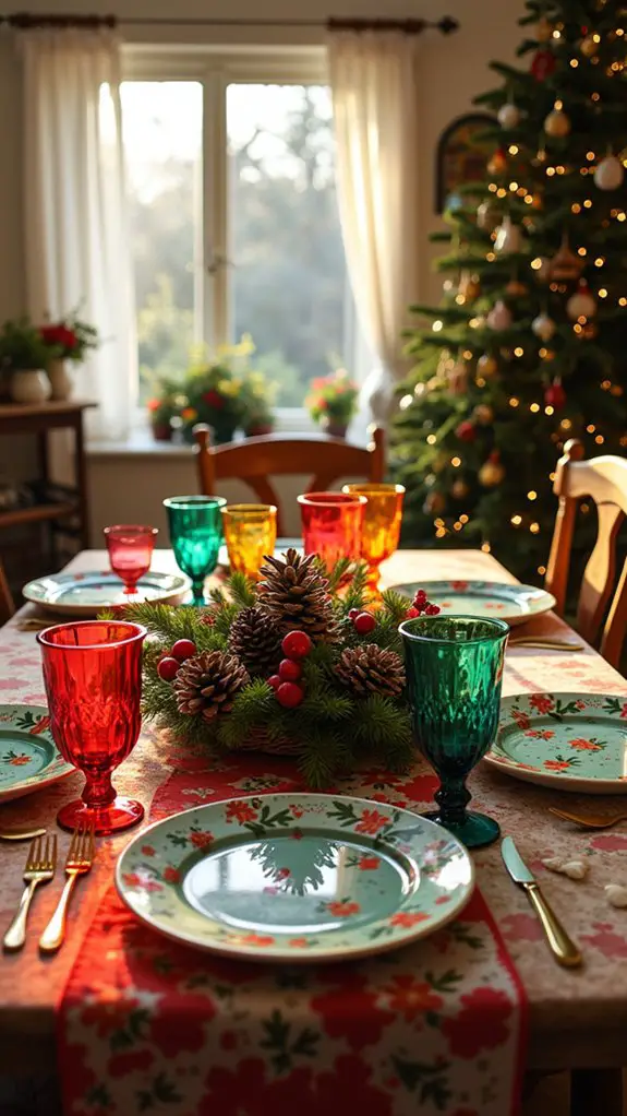 charming eclectic holiday tableware