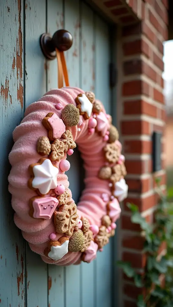 charming pink gingerbread wreath