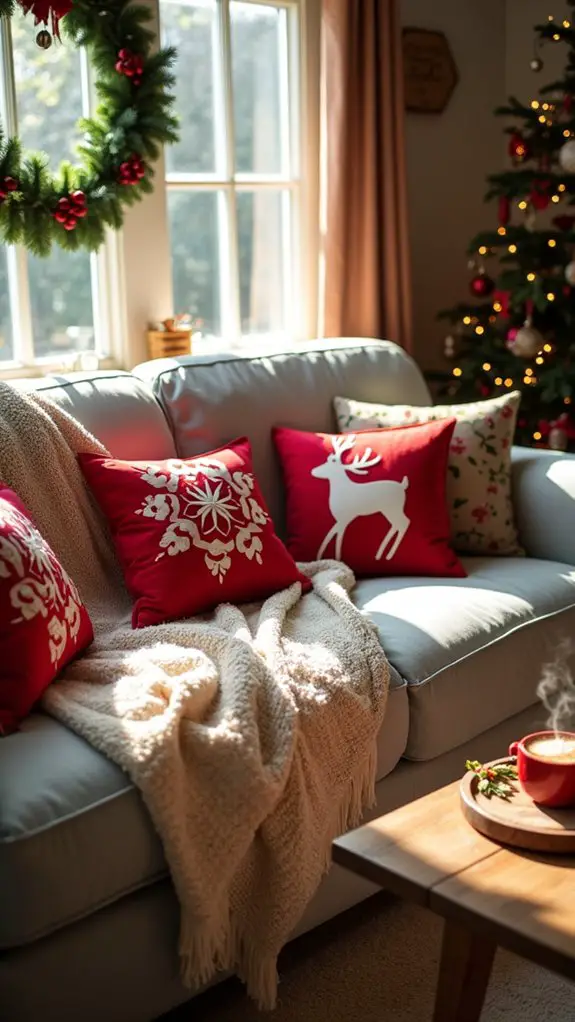 cheerful holiday pillow covers