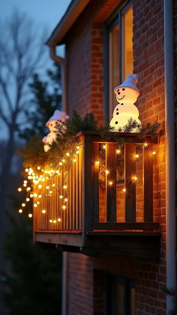 cheerful lighted snowmen entrance