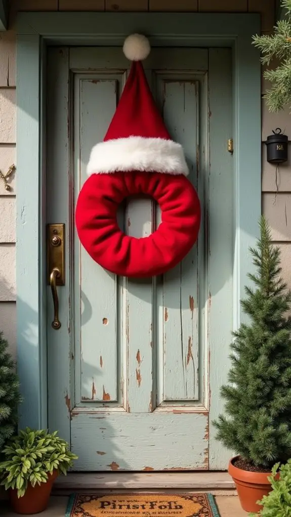 cheerful santa hat wreath