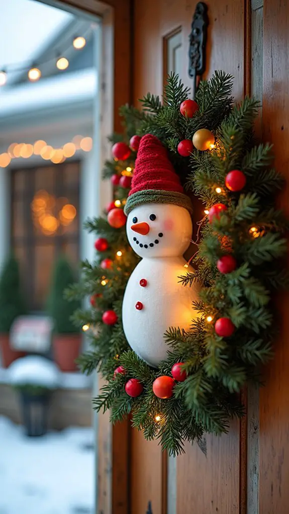 cheerful snowman wreath decoration