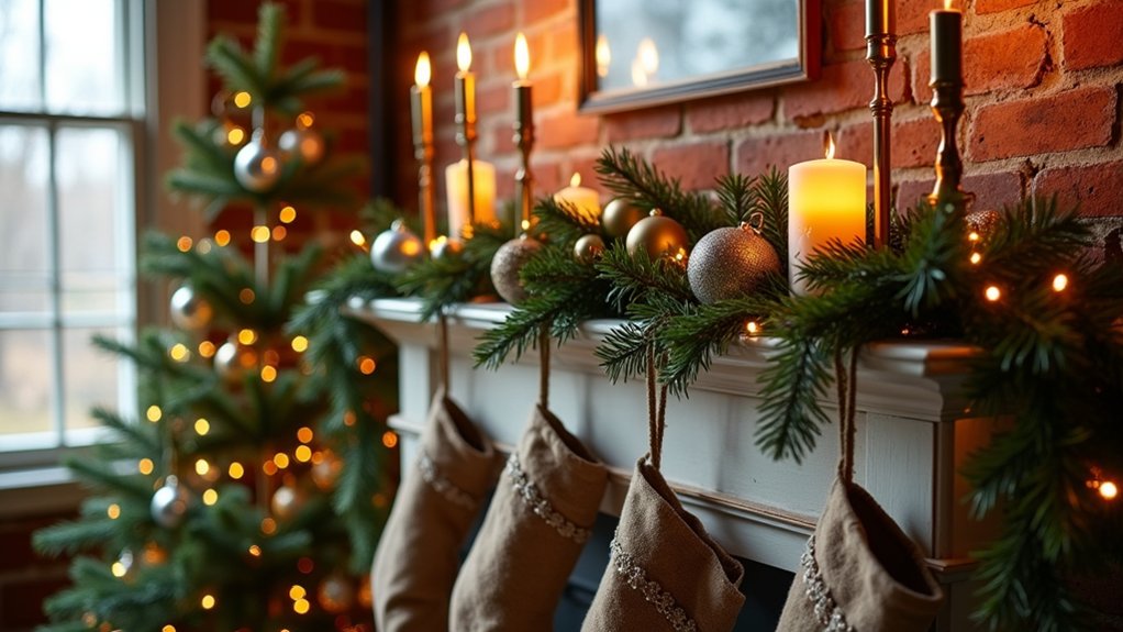 Curated visual reference: Picture Idea: 20 Metallic Accents Christmas Mantle Ideas That Add Chic Shine