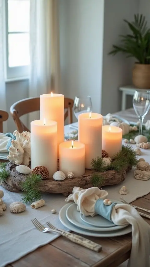 coastal ambiance with candles